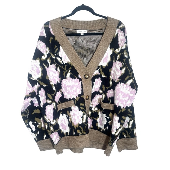 Gemma + Jane Oversized Floral Jacquard Cardigan Size Extra Large - Picture 3 of 10